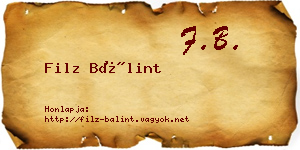 Filz Bálint névjegykártya